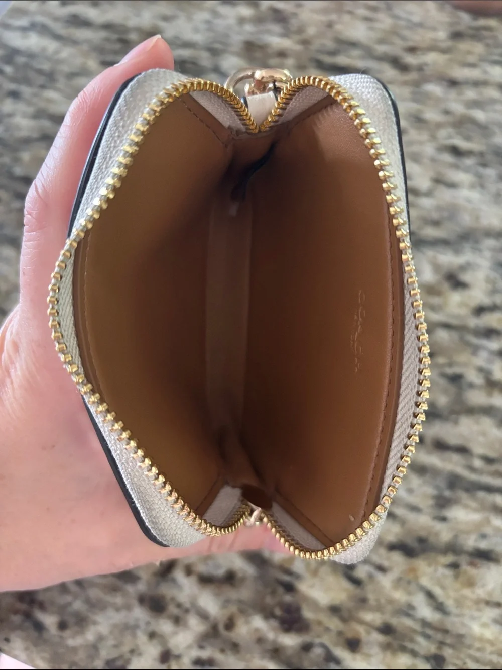 Coach pebbled leather zip card case